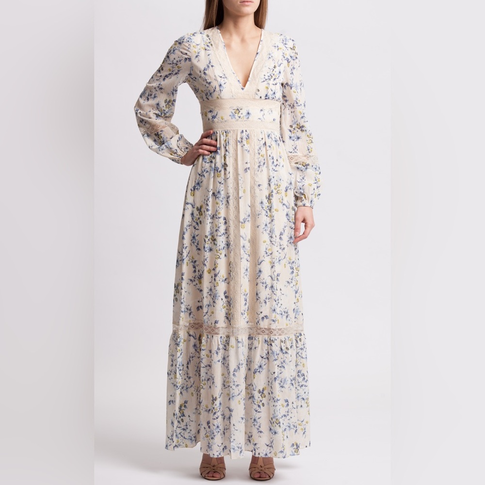 BCBGMAXAZRIA Dianna Lace-Trimmed Maxi Dress